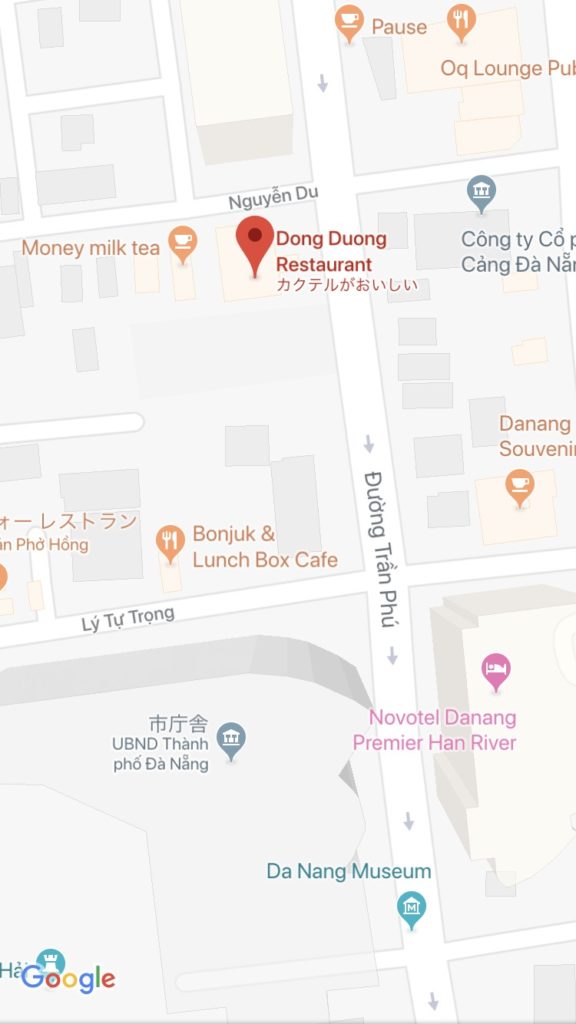 ダナンのDong Duong Restaurant（ドン　ドゥアン）の場所を示した地図